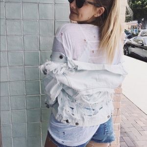 ❌SOLD❌ LF Carmar Distressed Denim Jacket - S